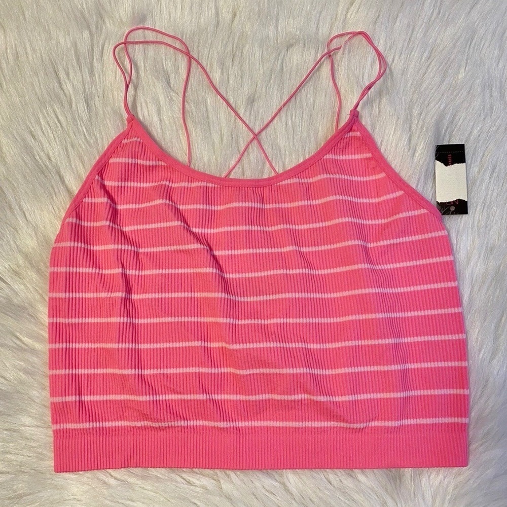 No Boundaries Wireless Unlined Bra Womens Size XL Pink Wireless Strappy Cami